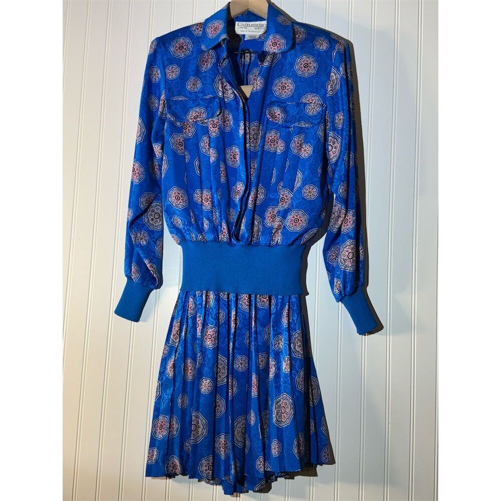 VTG Castleberry Blue Two-Piece Set | 70s Preppy, Retro Boho, Statement Fashion